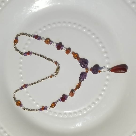 OOAK STERLING GEMSTONE BEADED NECKLACE - Picture 3 of 5